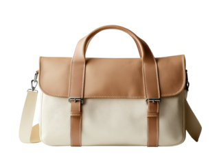 Elegant Leather Handbag with Dual Color Design and Stylish Handles