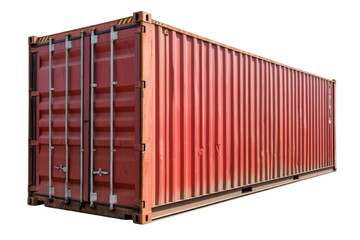Red Shipping Container at an Angle with Industrial Background