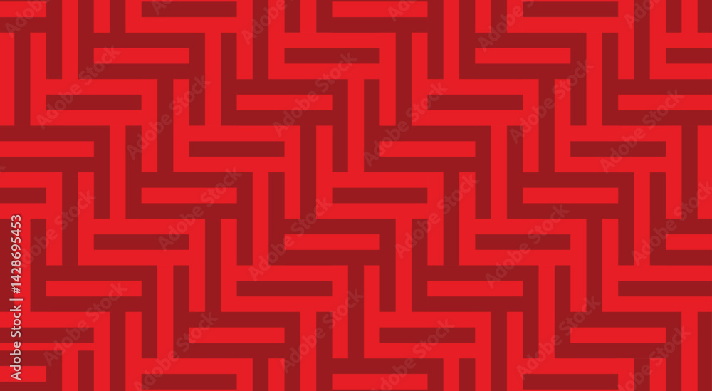 Aufkleber a dense intertwining maze of vivid red lines and bars creates a bold graphic pattern