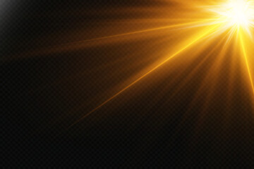 Obraz premium Golden light effect from spotlight and star rays.
