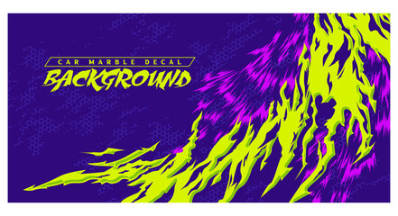 Car decal livery wrap banner abstract stripe sporty pn grunge brush thunder storm modern pattern racing motorsport vector design samurai claw stripes purple lime © MuhammadSaifullah