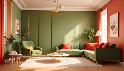 interior modern design room 3d