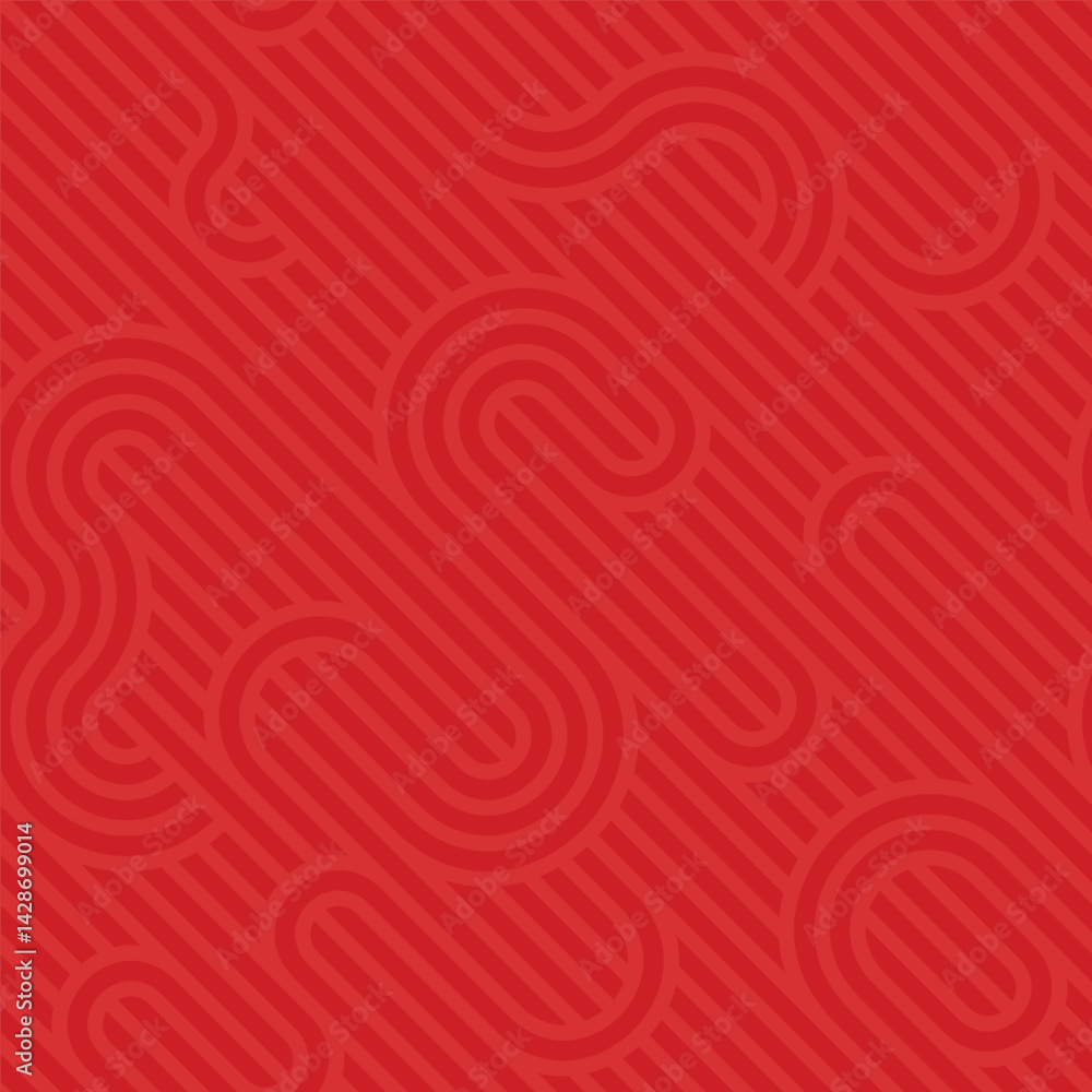 Aufkleber Crimson maze Repeating curves  linear paths create hypnotic uniform pattern
