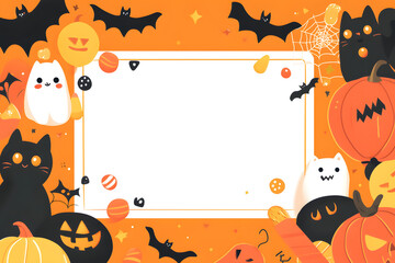 Halloween frame border decoration, happy halloween card, banner, poster, clip art elements with copy space at the center