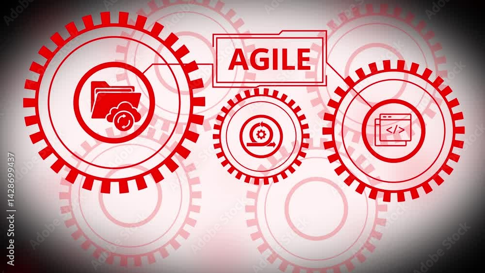 Poster business, technology, internet and network concept. agile software development.