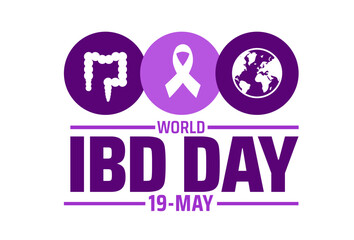 World IBD Day or World Inflammatory Bowel Disease Day background banner or poster design template. observed every year in May. Holiday concept. Use to any Template, card, poster, placard, template.