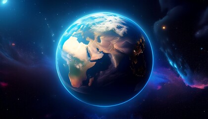 Obraz premium cinematic shot of planet earth globe clouds and space background