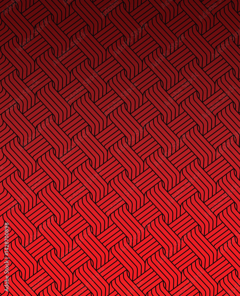 Poster Woven Threads in Gradient Red Intricate black lines form a complex textured textile pattern with dynamic color shifts