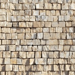 Fototapeta premium Beige Stone Wall Texture Background, Rustic Brickwork Pattern