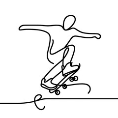 Fototapeta premium Skater performing a trick in minimalist line art style 
