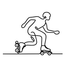 Roller skater in motion, dynamic pose, minimalistic style with no background  