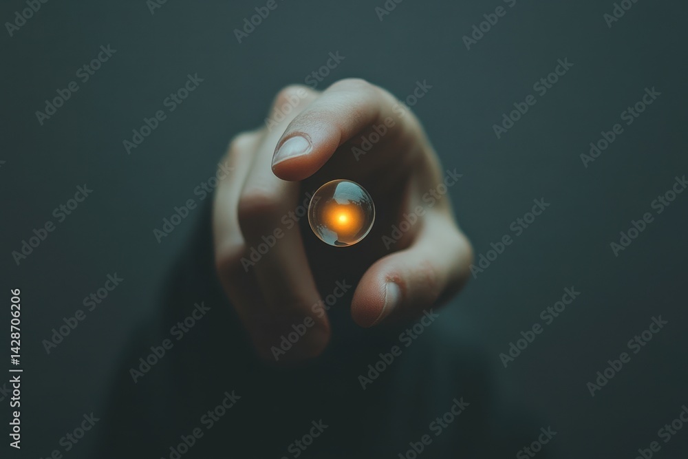 Aufkleber captivating moment of a hand balancing a pearl against a simple background showcasing elegance and t