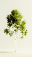 A lush green tree stands tall against a light background, symbolizing growth, nature, and tranquility.
