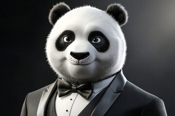 A unique depiction of a panda character showcasing professionalism.
