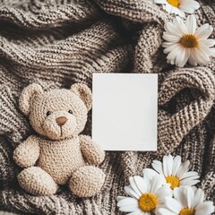 Holiday invitation cards featuring teddy bear designs. 