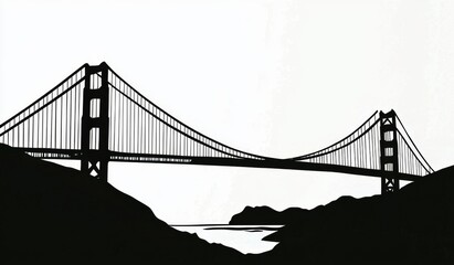 Silhouette Illustration of the Golden Gate Bridge