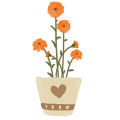 Minimal orange bouquet of flowers in a vase