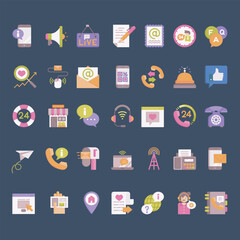 Contact icon set in isolated background