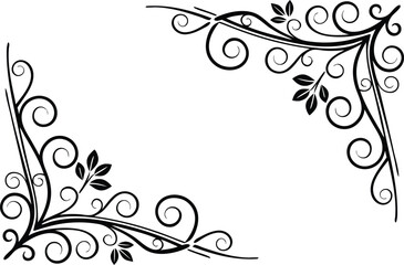 Fototapeta premium Floral Frame and Logo Vector Template with Minimalistic Ornate Borders for Packaging Branding Invitations and Tattoo Silhouettes