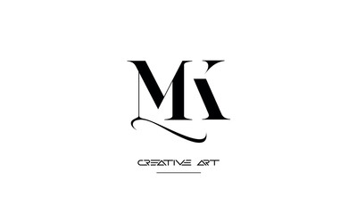 MK, KM, M, K abstract letters logo monogram