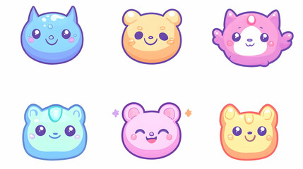 Cute Cat and Bear Faces
