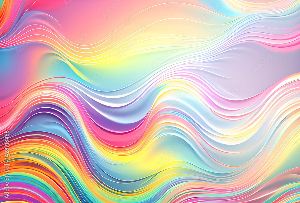 Poster nano future rainbow bright gradient background with mixed colors with tile transition, threads top. 
