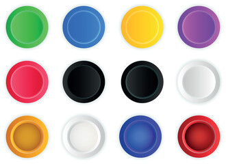 Colorful round vector buttons on transparent background
