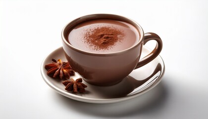 Obraz premium cup of hot chocolate cocoa on white background