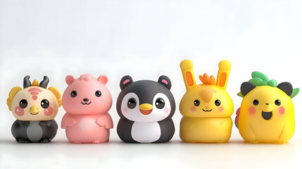 Fototapeta premium Cute Animals with Treats