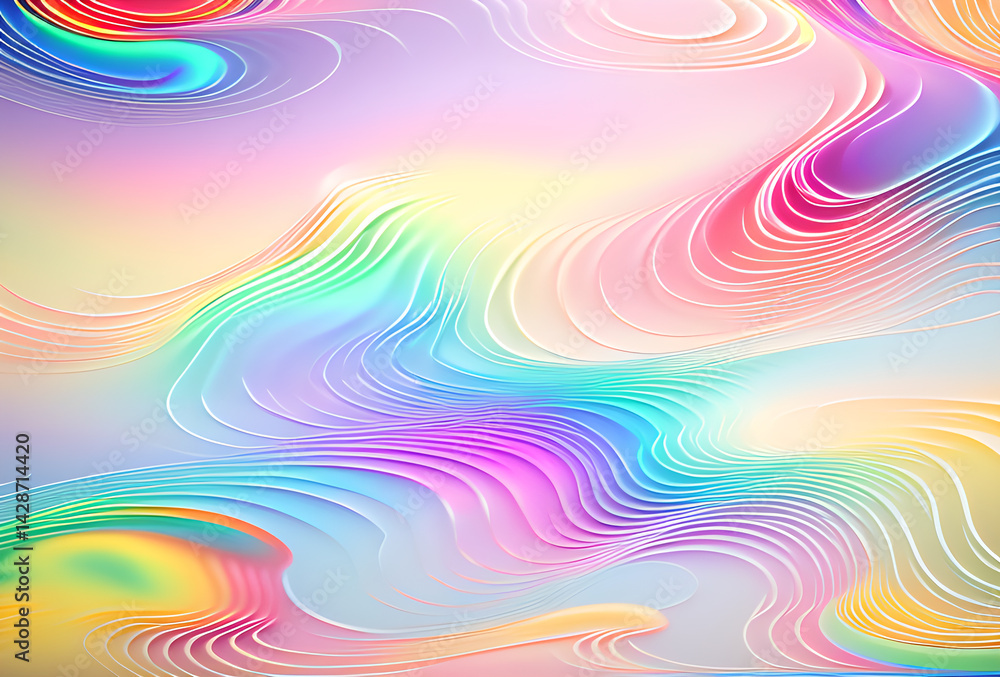Poster nano future rainbow bright gradient background with mixed colors with tile transition, threads top. 