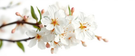 Obraz premium Delicate white spring blossoms, vintage oil painting style, isolated on white, dainty, spring