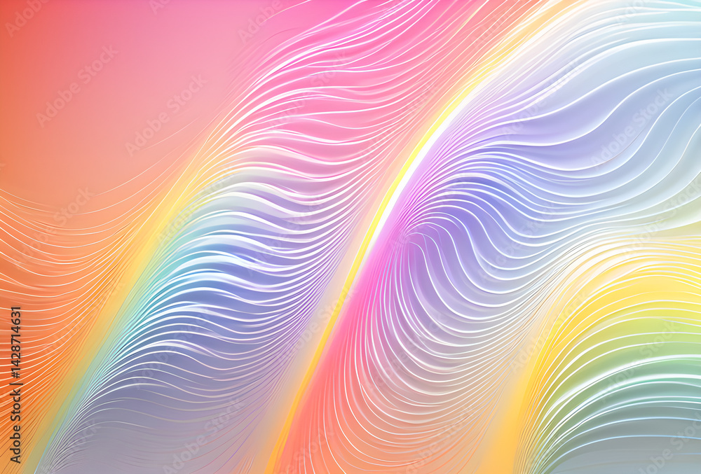 Poster nano future rainbow bright gradient background with mixed colors with tile transition, threads top. 