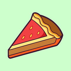 Stylized Slice of Watermelon Pie with Seeds Isolated on a Light Background