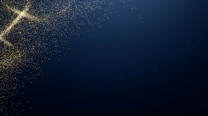 Abstract Golden Sparkle Particles On Navy Background