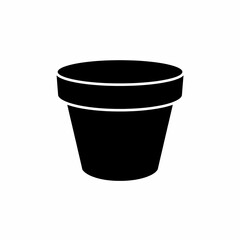 Simple black flower pot silhouette vector
