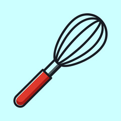 Isolated cartoon illustration of a kitchen whisk on a light blue background