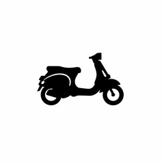 Retro two wheel electric car silhouette vector illustration