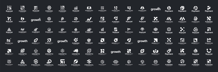 Set of financial growth logo design. Abstract shape icon for modern business, company and branding.