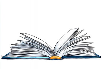 Fototapeta premium Open Book Illustration with Fanned Pages on White Background
