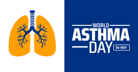 world asthma day background banner or poster design template. observed every year in May. Holiday concept. Use to any Template, card, poster, placard, template.
