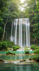 Emerald Waterfall's Embrace AI Generated