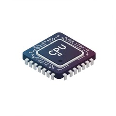 Sleek Isometric CPU Chip Icon