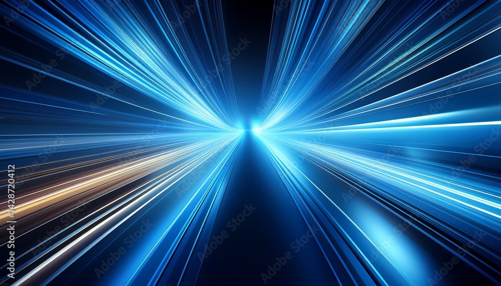 Poster dynamic abstract background with light streaks conveying speed and motion in cool blue tones