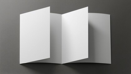 dl saddle stitch bifold brochure white blank 3d rendering mockup