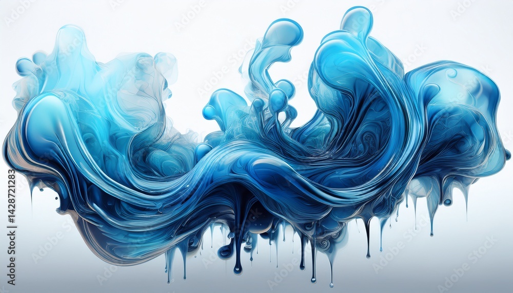 Aufkleber dripping liquid smoke frozen in an abstract futuristic 3d texture isolated on a white background gen