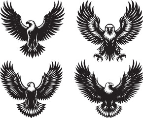 flying eagle silhouette vector front view
