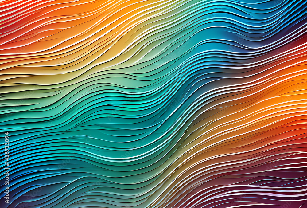 Poster nano future rainbow bright gradient background with mixed colors with tile transition, threads top. 