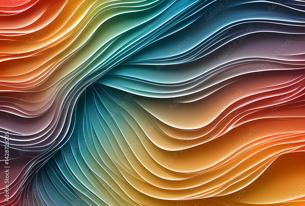 Poster nano future rainbow bright gradient background with mixed colors with tile transition, threads top. 