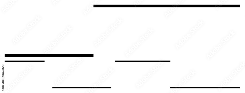 Poster horizontal black lines of different lengths and thickness arranged in a minimalist design. ideal for
