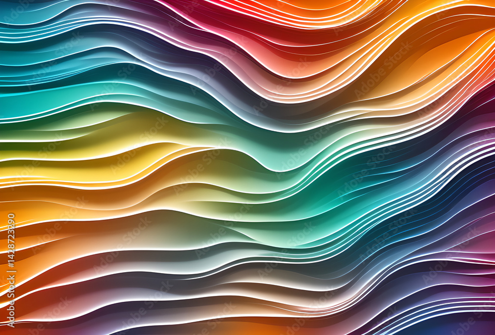 Poster nano future rainbow bright gradient background with mixed colors with tile transition, threads top. 